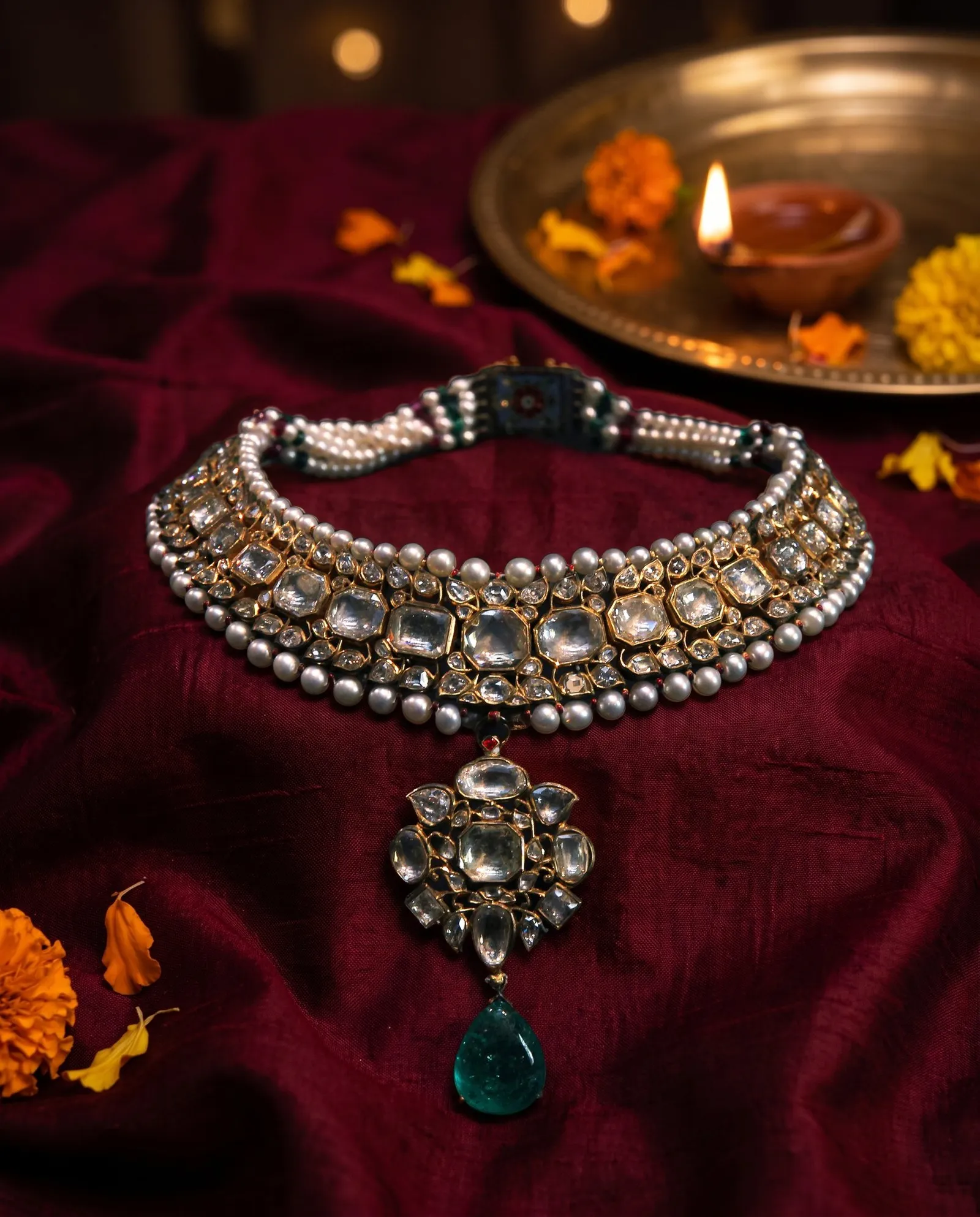 Kundan and polki choker, Festive